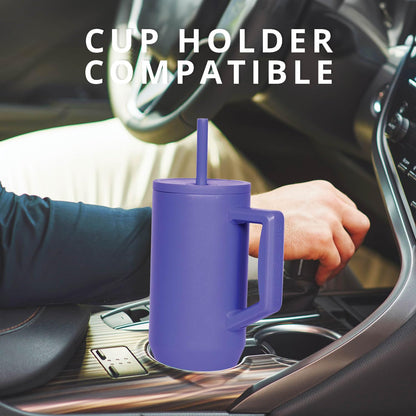 Elemental 40 oz Tumbler with Handle and Straw - Spill Proof Insulated Stainless Steel Commuter for Hot and Cold Beverages - Travel Coffee Mug with 2 Straws & Spill Proof Lid - 40oz - Lavender