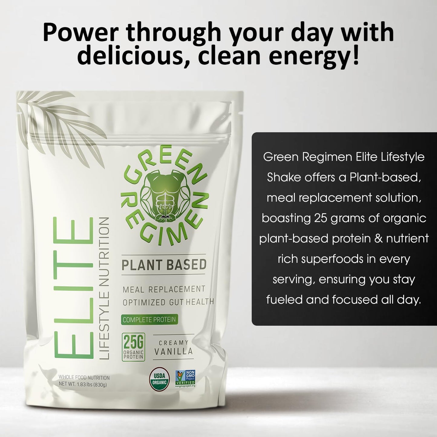 Green Regimen Elite Plant-Based Protein Powder - 25g Complete Hemp & Pea Protein, Meal Replacement High-Protein Vegan Shake, NonGMO, Gluten-Free, Dairy-Free, Low Carb - (Vanilla - 1 Month Supply)