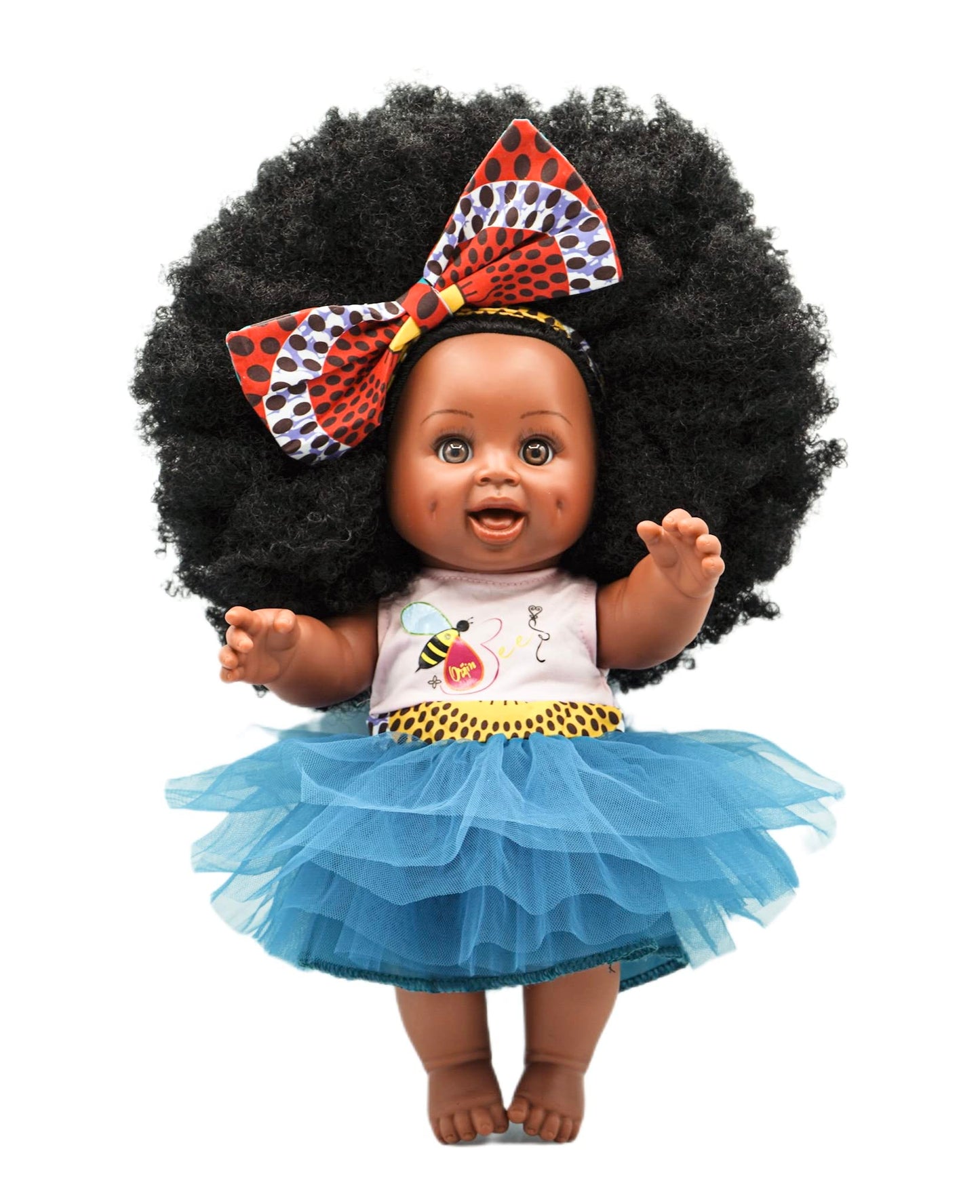 Orijin Bees Fro Zizzy Bee - Black Baby Doll, African Doll, African American Doll, Ethnic Doll, Biracial Doll, Latino Doll, Hispanic Doll, Afro Doll, Curly Hair Doll, Birthday Gift