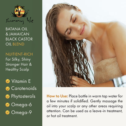 Sunny Isle Batana Oil Infused with Jamaican Black Castor Oil 4oz | Anti-Thinning Double Growth Formula