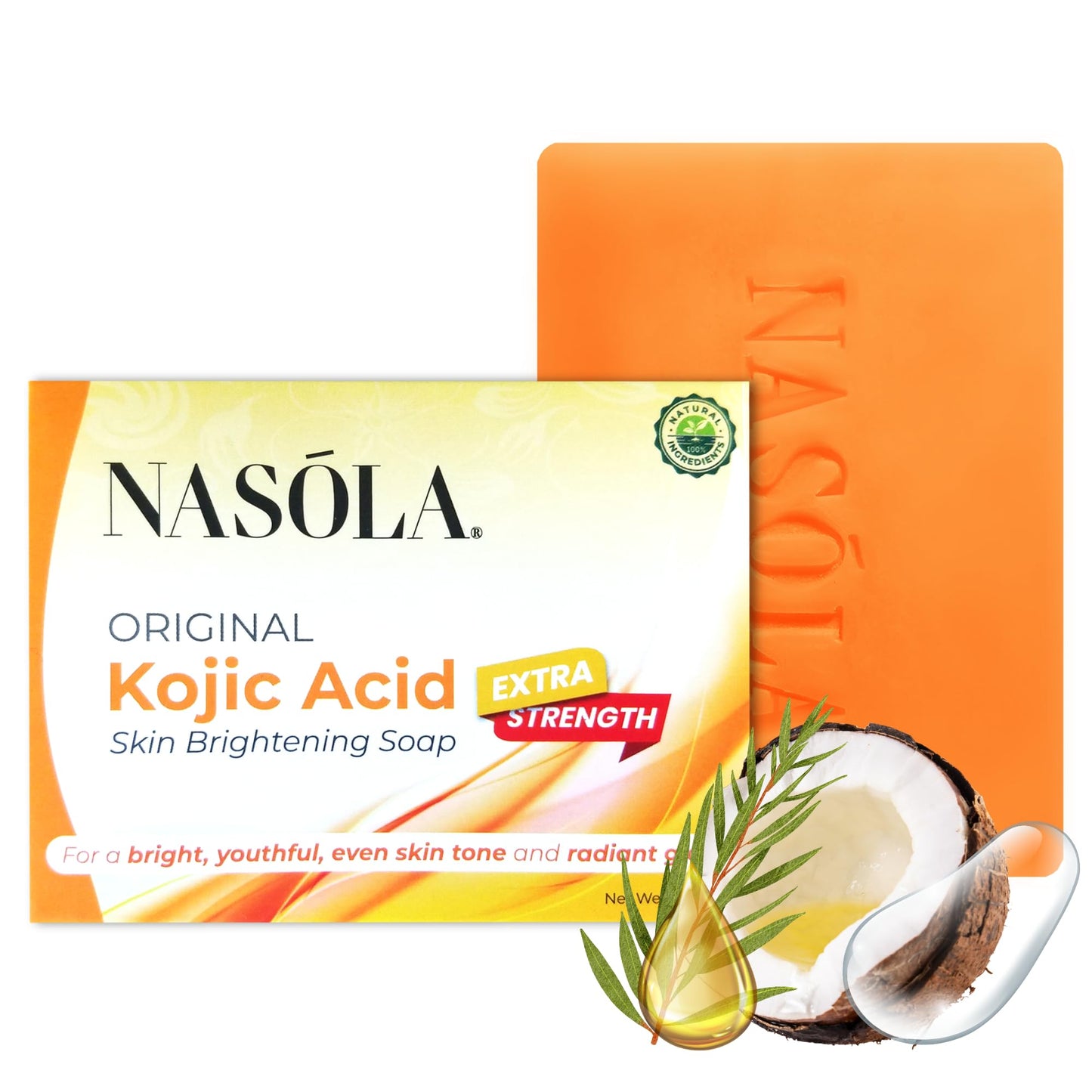 Nasola Kojic Acid Soap for Skin Clarifying, Complexion Revitalization, Radiance Boosting, Face & Body, Underarm & Armpit