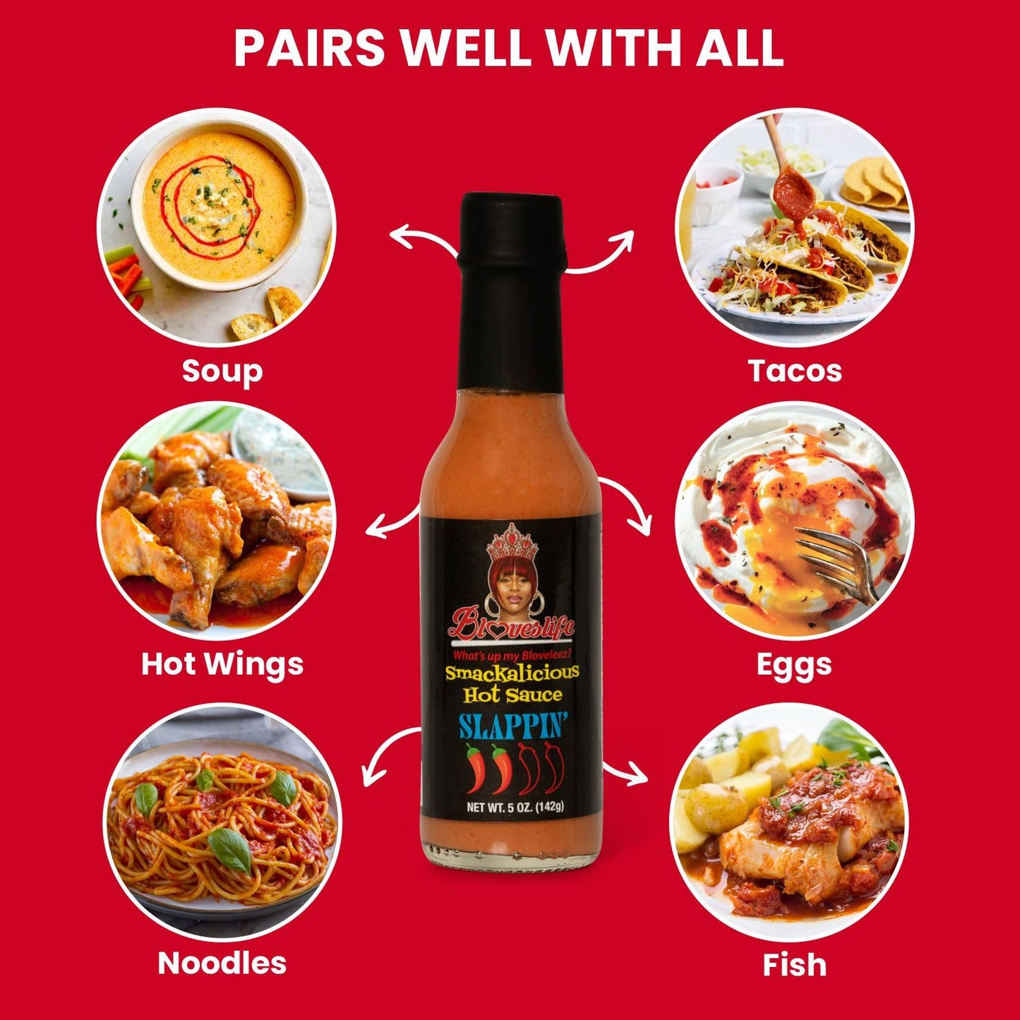 Blove's Smackalicious Hot Sauce, Ghost Pepper Vinegar Flavored Sauce, Vegan Organic Hot Sauce W/Low-Sodium, Low-Fat, No Added Preservatives & Flavours - All Natural Hot Sauce Slappin' Bottle - 5 Oz