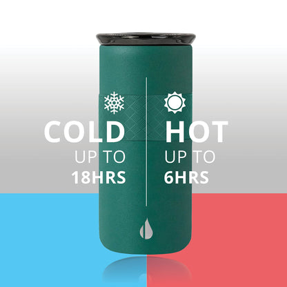 Elemental Artisan Insulated Tumbler, Triple Wall Coffee Travel Mug, Reusable Stainless Steel Coffee Tumbler with Ceramic Lid, Thermal Coffee Cups for Hot (6 Hrs) & Cold (18 Hrs), 16oz - Forest Green