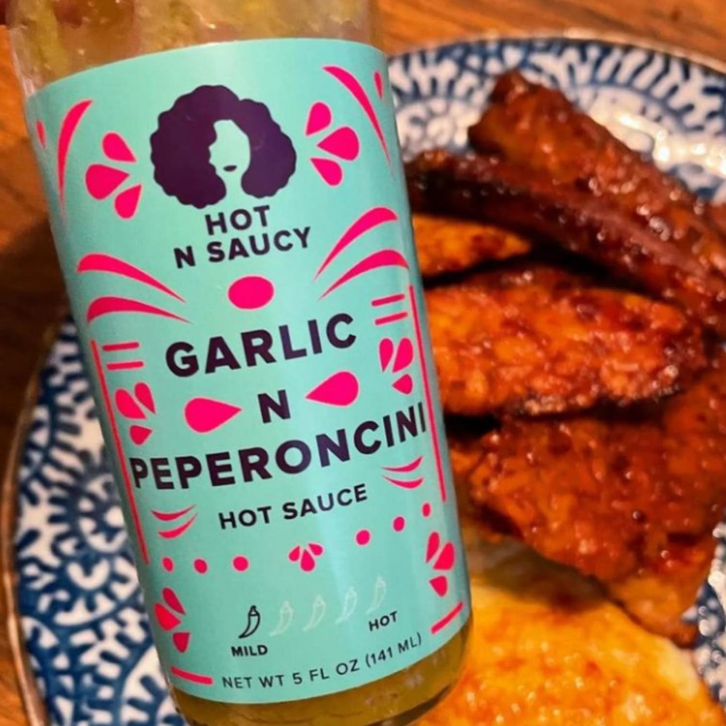 Hot N Saucy | Garlic N Peperoncini Hot Sauce, 5 fl oz