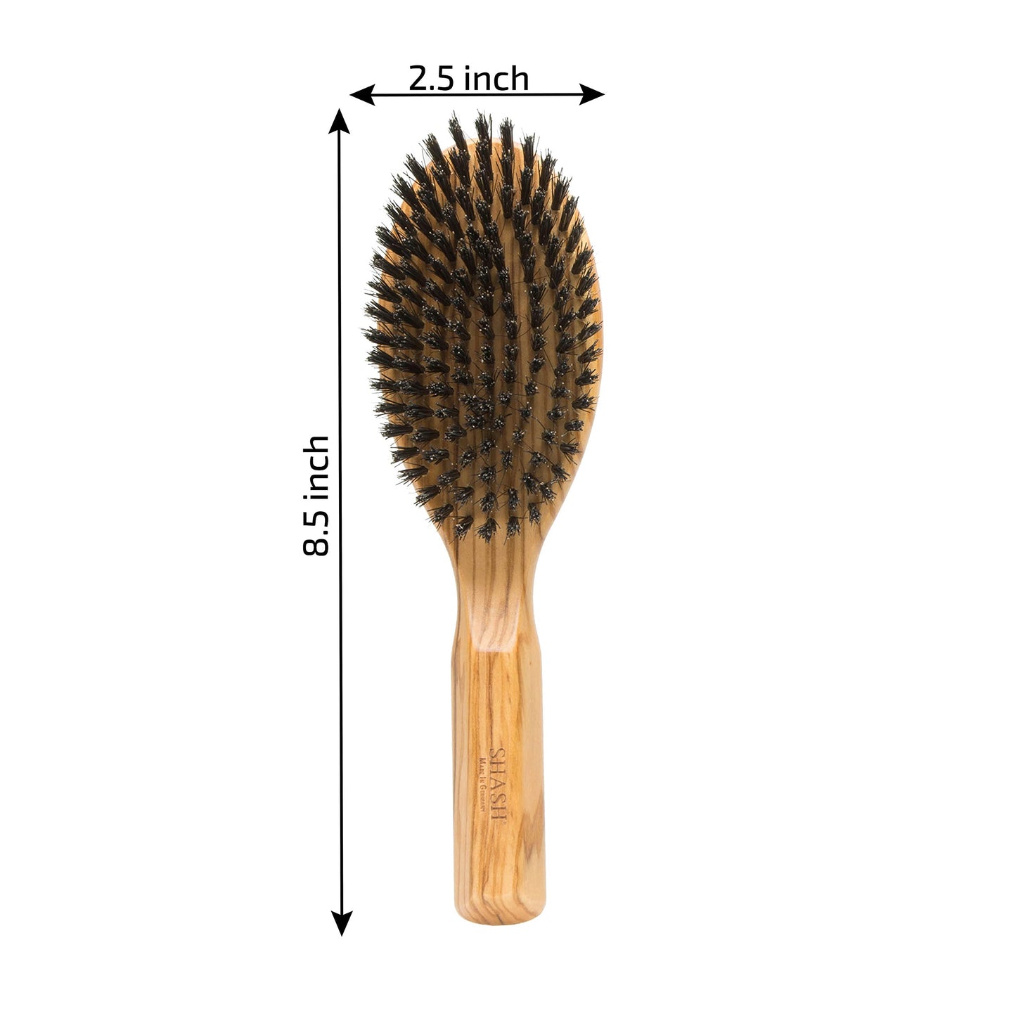 SHASH Everyday 100% Boar Bristle Hair Brush - Made in Germany | Suitable For Thin To Normal Hair, Firm, and Naturally Conditioning | Enhance Texture, Exfoliate, and Stimulate the Scalp