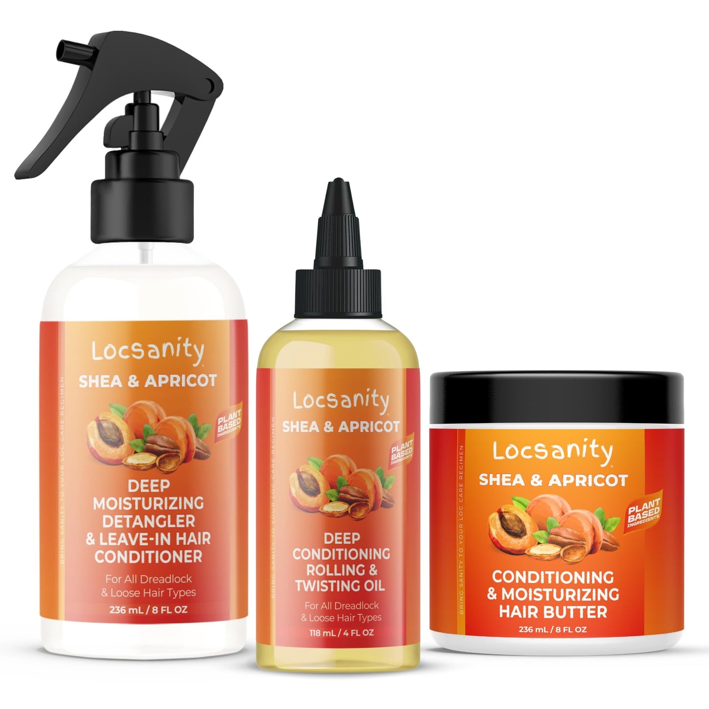 Locsanity Shea & Apricot Loose, Natural, Conditioning and Moisturizing Hair Butter - Strength & Growth Formula LOC (Leave in, Oil, Cream)