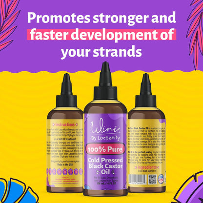 Locsanity Wini Pure 100% Cold Pressed Jamaican Black Castor Oil For Hair and Skin, 4 Fl Oz