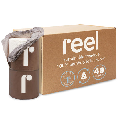 Bulk Reel Premium Toilet Paper - 2 Pack - 48 Rolls of Toilet Paper - 3-Ply Made From Tree-Free - Zero Plastic Packaging