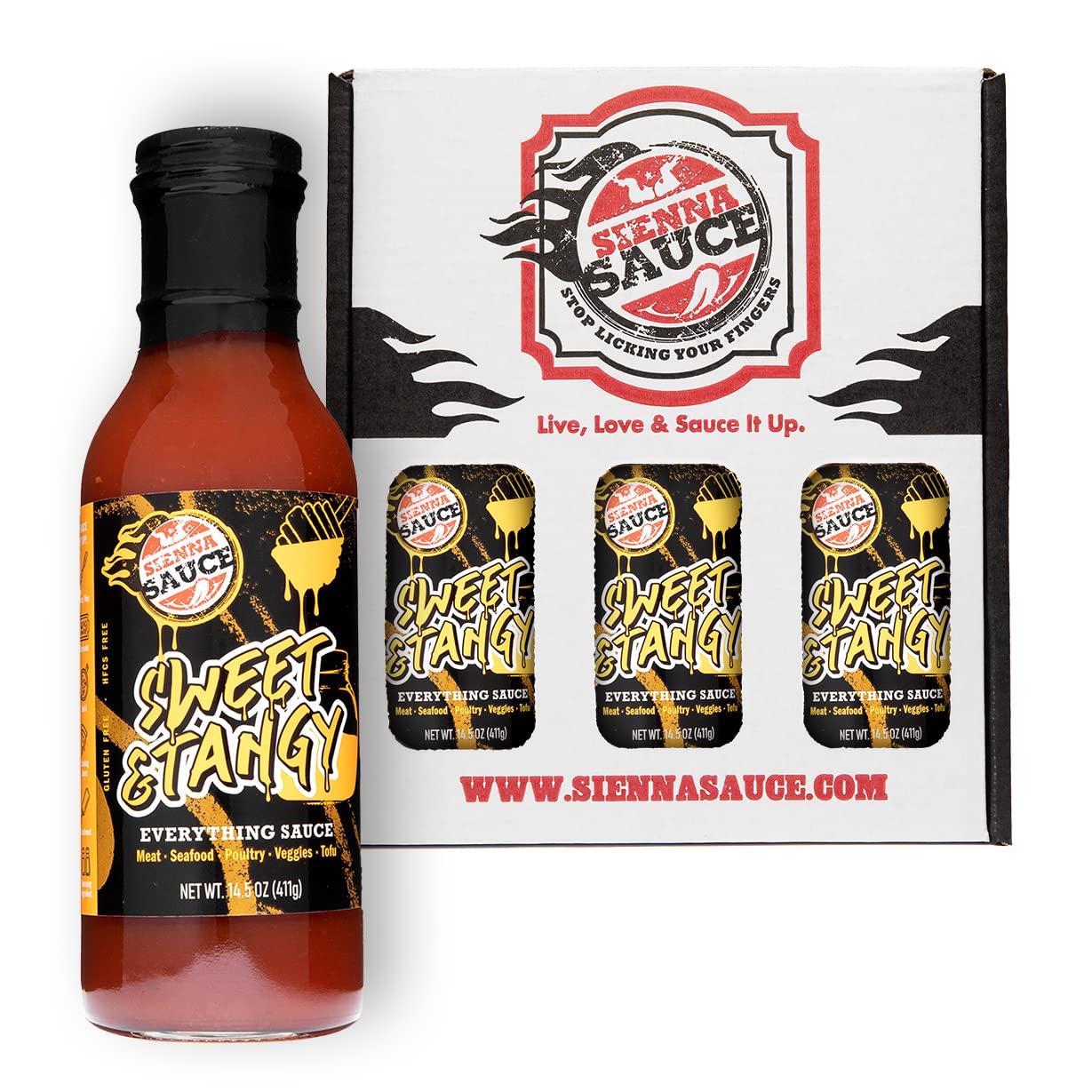 Sienna Sauce Sweet and Tangy-3 Pack Everything Sauce (14.5 oz bottles) | Clean Ingredients, Gluten Free, No HFCS and Healthy - As Seen On Shark Tank