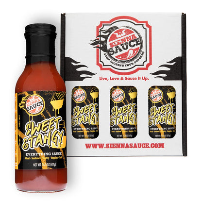 Sienna Sauce Sweet and Tangy-3 Pack Everything Sauce (14.5 oz bottles) | Clean Ingredients, Gluten Free, No HFCS and Healthy - As Seen On Shark Tank