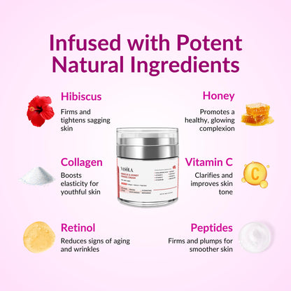 Nasola Hibiscus and Honey Firming Cream, Neck Firming Cream, Skin Tightening Cream, Skin Firming and Tightening Lotion for Face and Body, Anti-Wrinkle Facial Moisturizer with Collagen, 1.85 Oz/55ml