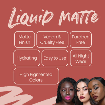 The Lip Bar Vegan Liquid Matte Lipstick, High Pigment Color & Long-Lasting with 8-12 Hours of Wear, Hot Mama - Fire Engine Red