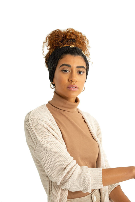 Grace Eleyae GE Adjustable Warm Cold Weather Satin Lined Headband - Black