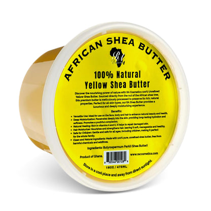 RA Cosmetics 100% Pure African Shea Butter, Golden - Unrefined, Raw African Luxury Head-to-Toe Moisture Miracle for Radiant Skin and Luscious Hair - Sourced from Ghana - 16 oz Jar