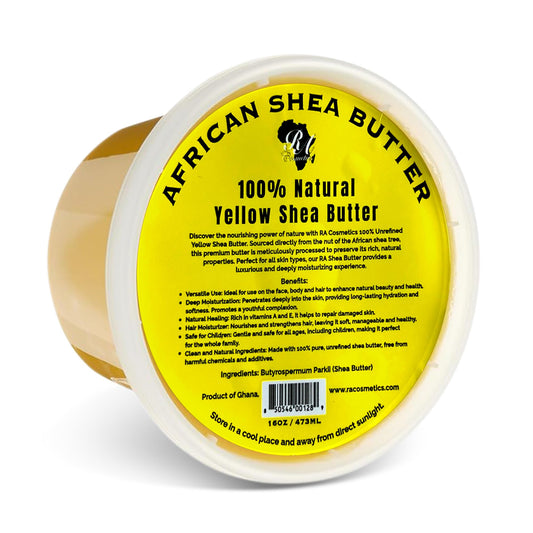 RA Cosmetics 100% Pure African Shea Butter, Golden - Unrefined, Raw African Luxury Head-to-Toe Moisture Miracle for Radiant Skin and Luscious Hair - Sourced from Ghana - 16 oz Jar