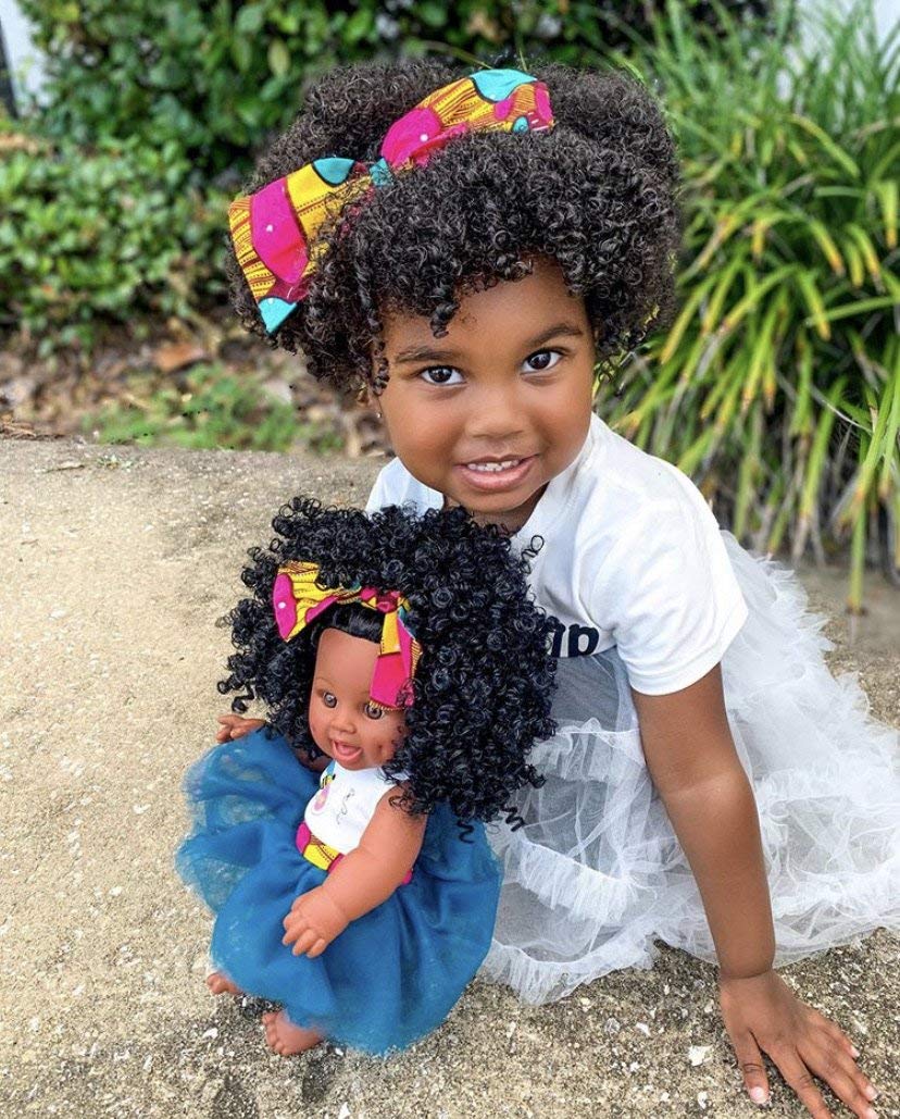 Natural Ella Baby Bee Doll - African American, Black, Biracial, Latino Baby Doll with Curly Natural Black Hair for Kids 3 and up for Birthday Gift