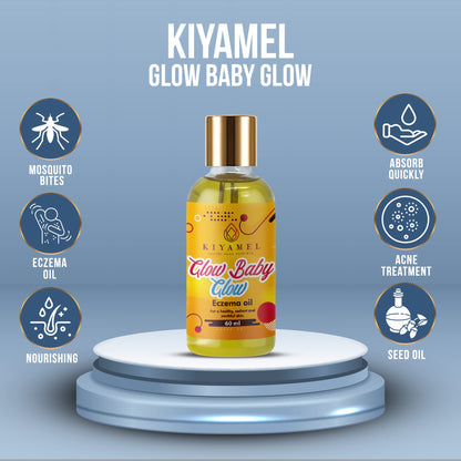 KIYAMEL | Glow Baby Glow Eczema Relief Oil - High-Performing Moisturizer for Babies with Mild to Severe Eczema, Scars, & Dark Patches left due to Eczema, Mosquito bites & Problematic Skin Conditions