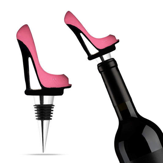 Trovety High Heel Wine Stopper Custom - Cute Pink Shoe Elegant High Heels Cork for Women, Bachelorette Party Decor - Decorative Stainless Steel Beverage Topper - Reusable Champagne Bottle Plugs