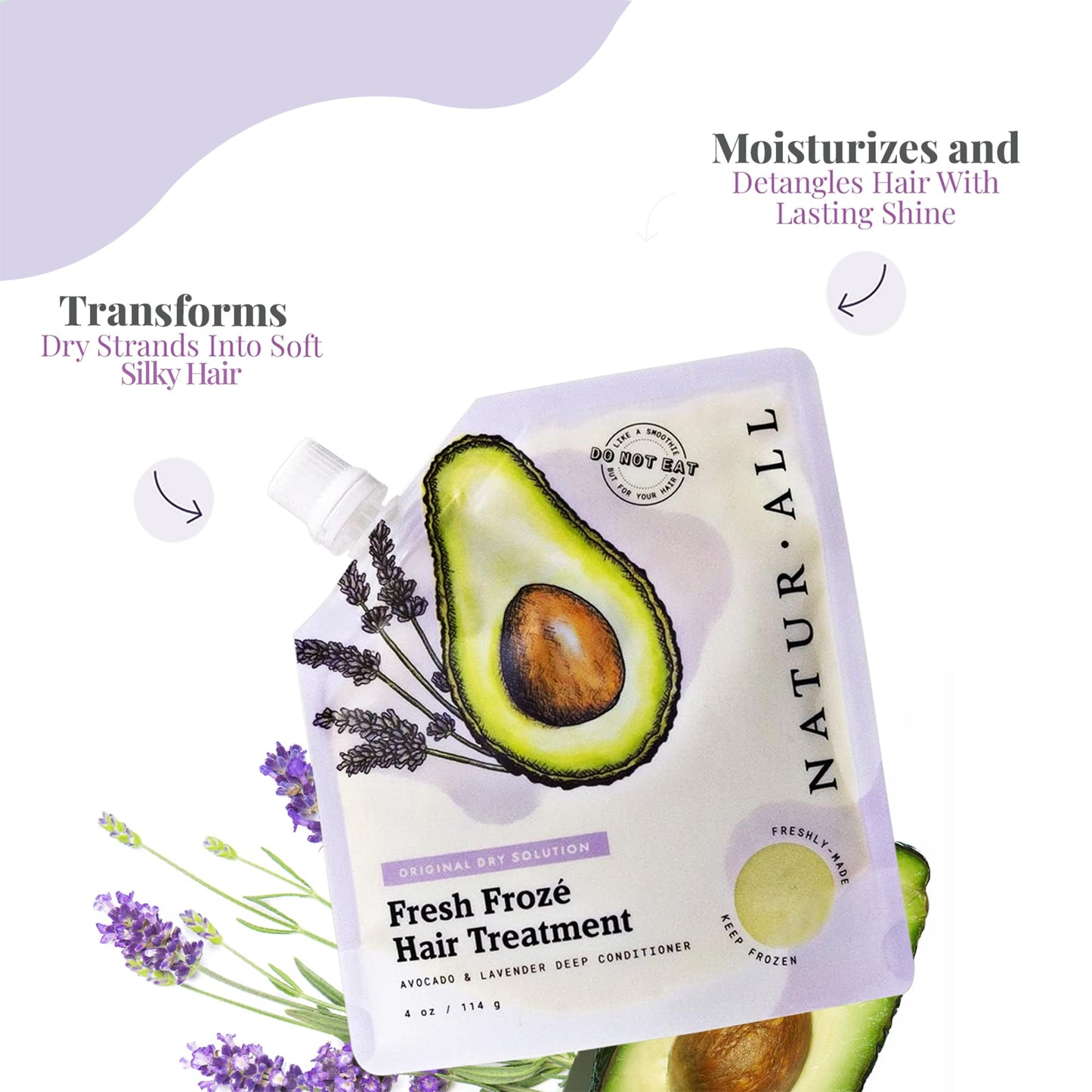 NaturAll Hair Mask - 4 Oz. Deep Conditioning for Dry Damaged Hair and Growth Hydrating Ice Cream Treatment Ideal for All Hair Types (Lavender & Tea Tree)