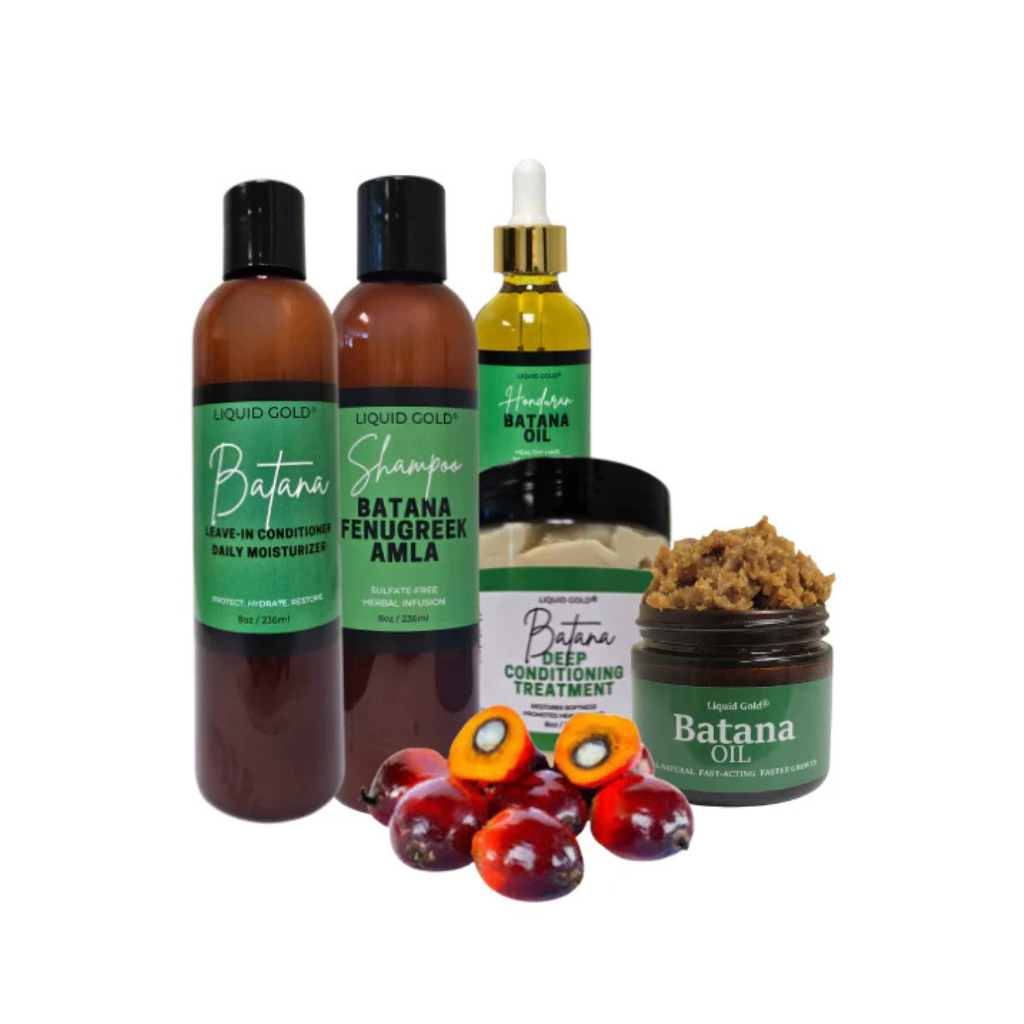 Liquid Gold Batana Hair Growth Kit – 5 Step Wash Day & Growth System for Dry, Thinning & Breakage-Prone Hair
