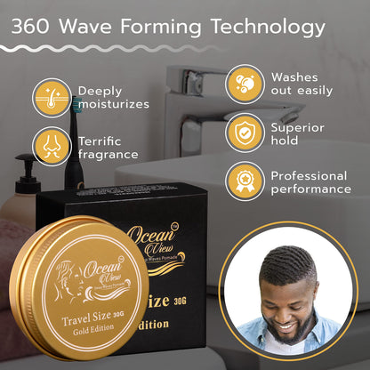 OCEAN VIEW DEEP WAVES POMADE, Water Based Wave Builder Pomades, 360 Wave Grease for Men Moisturizes, Controls and Style Black Hair, (2 Pomades)