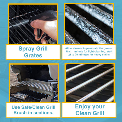 Coil Grill Brush & Grill Spray Cleaner - Safe/Clean Bristle-Free BBQ Grill Brush & Heavy-Duty, No-Drip Grill Spray, Eco-Friendly Degreaser (23 oz) - Perfect for Outdoor Grilling & Cleaning