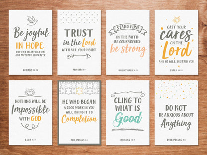 Dessie 56 Pack Inspirational Bible Verse Cards with Envelopes | 8 Unique Scripture Cards | Boxed Greeting Card Set with Blessed Stickers And Bonus Self-Reflection E- Scripture Journal