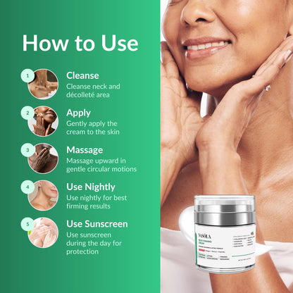 Nasola Neck Firming Cream with Retinol Collagen & Hyaluronic Acid Lifting - Turkey, Saggy Neck Tightener, Skin Tightening Cream, Anti Aging Moisturizer for Décolleté, 1.85 Fl Oz