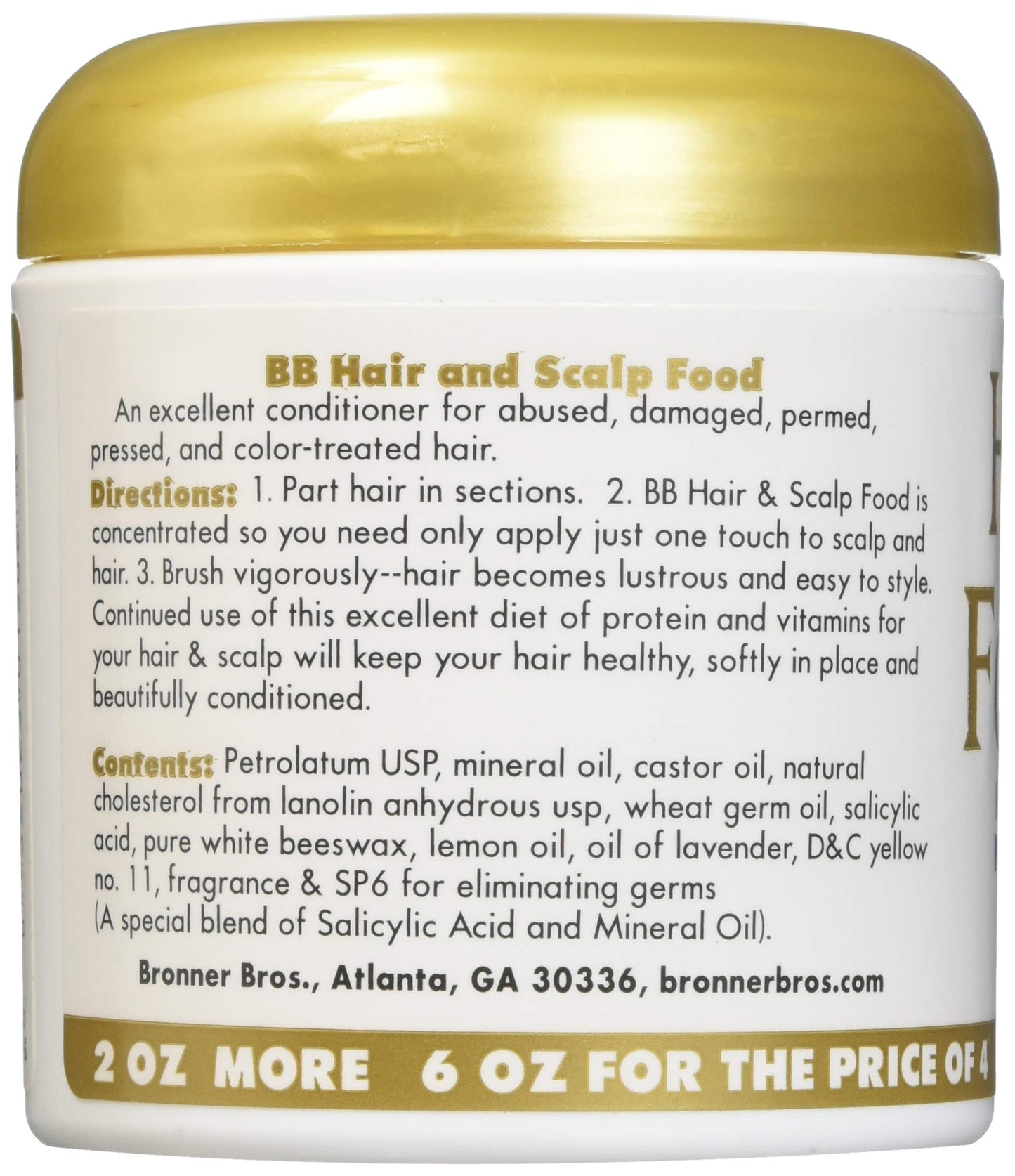 Bronner Brothers BB Food and Scalp Nourishment for Relaxed & Pressed Hair, 6 Ounce