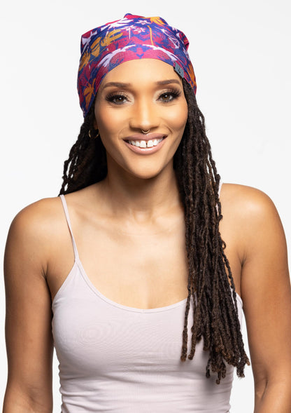 Fairy Black Mother Dreadlocks Satin Locs Bonnet Cap for Men and Women(Roseblue, large)