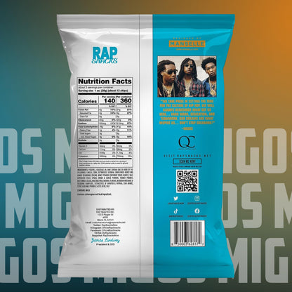Rap Snacks Migos Bar-B-Quin with My Honey with a Dab of Ranch Wavy Potato Chips 2.5 Oz Bags - Pack of 12