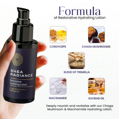 Shea Radiance Restorative & Nourishing Hydrating Body Lotion - deeply hydrating and lightweight lotion formulated with a restorative blend of Tremella