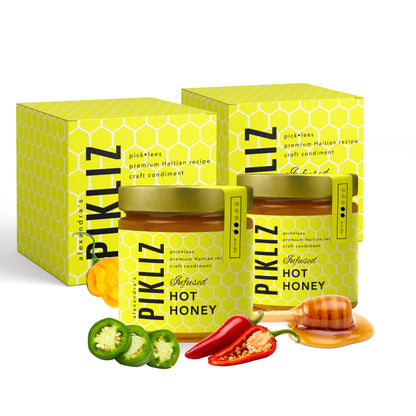 Alexandra's Pikliz: Infused Hot Honey - Haitian-Inspired Caribbean Flavor - Sweet Heat Superfood Sauce, Low Carb & Low Calorie 9oz (Pack of 2)