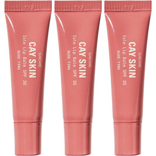 Cay Skin Isle Lip Balm SPF 30 – High Shine, Hydrating, Non-Sticky Lip Gloss in Vanilla Brown Sugar Flavor – Formulated with Natural Ingredients for All Skin Tones – 3-Pack, Nude Ting