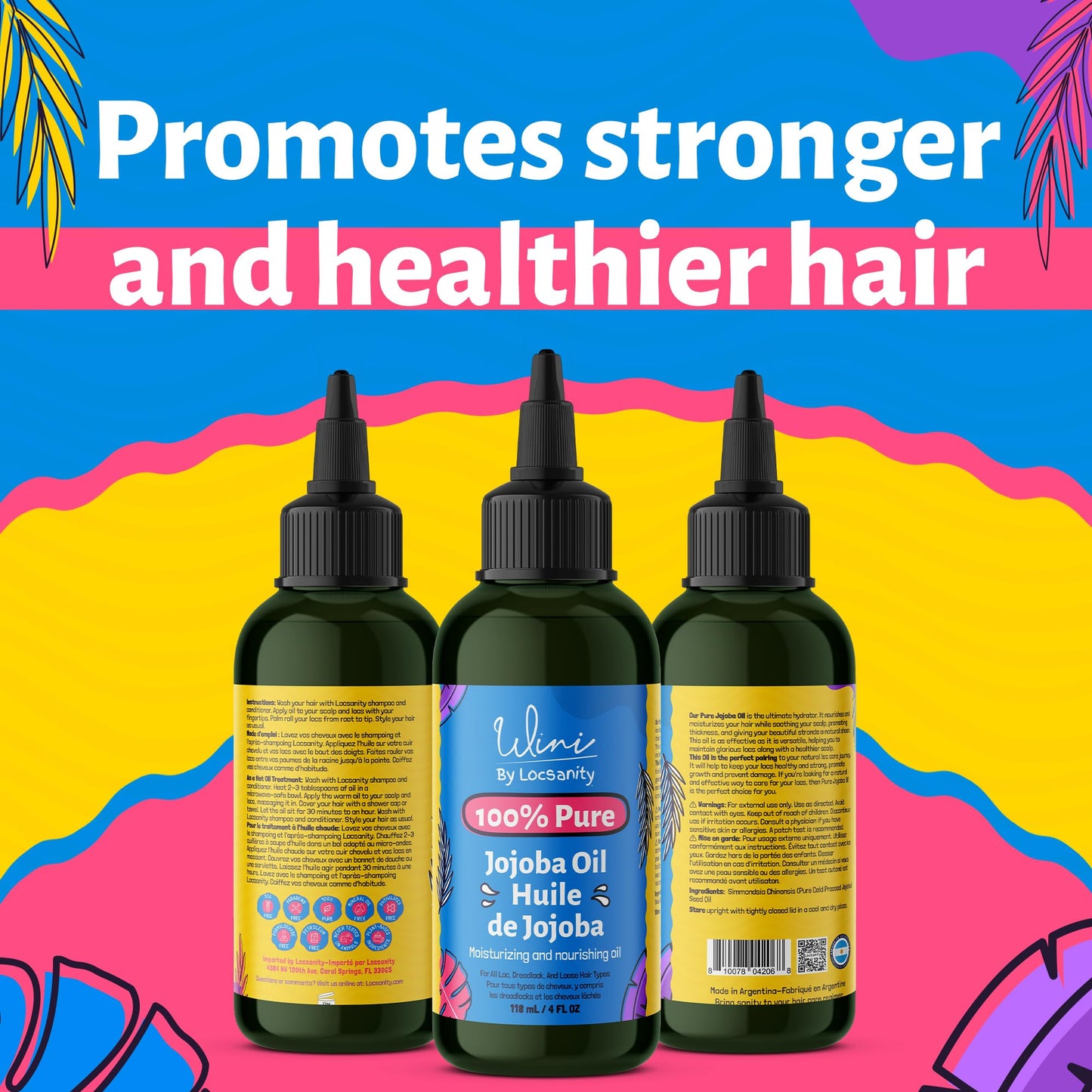 Locsanity Wini Pure 100% Cold Pressed Jojoba Oil for Hair and Body, 4 fl oz