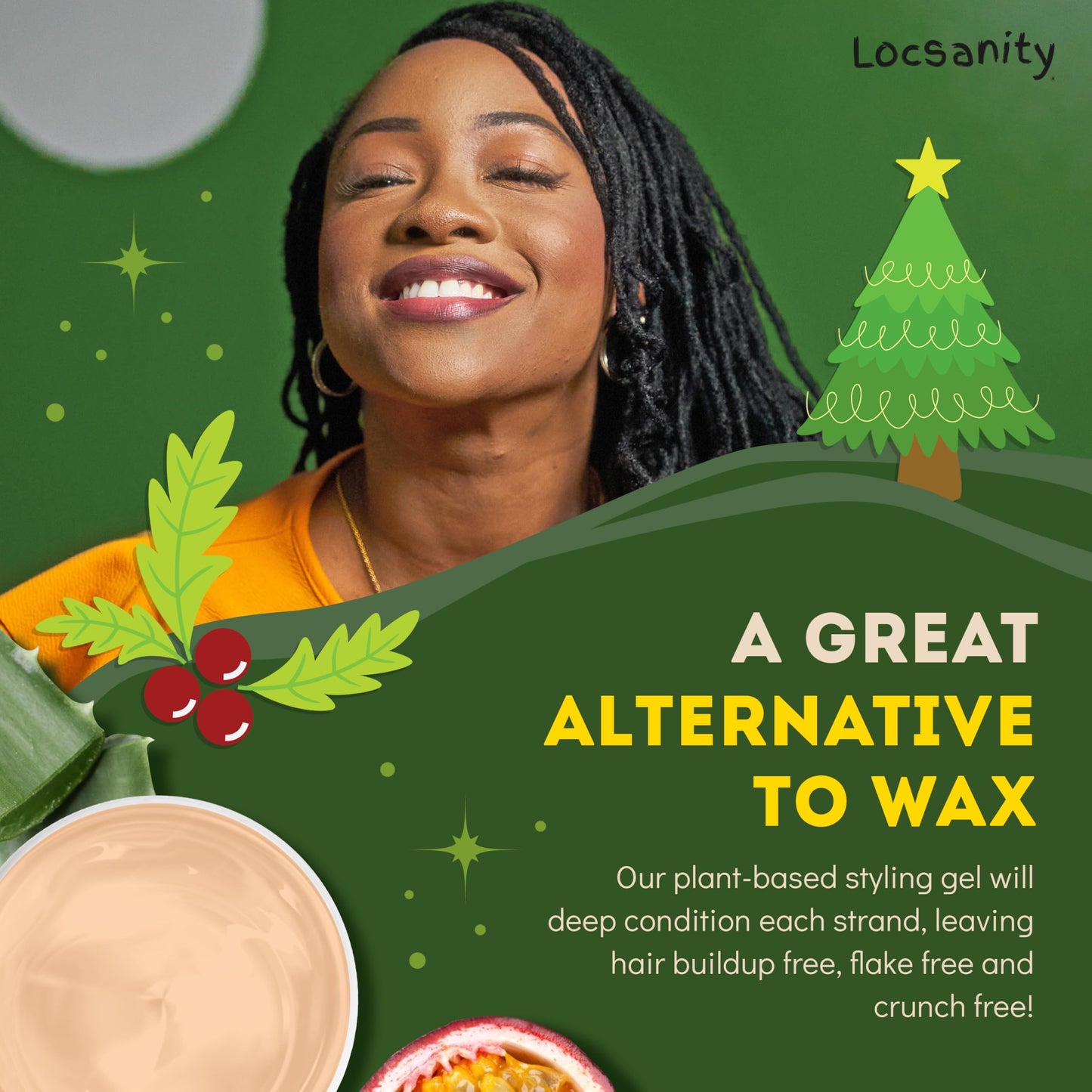 Locsanity Passion Fruit Conditioning and Styling Hair Gel – Braiding Gel for Dreadlocks, Twists and Sisterlocks, Loose Natural Hair, and All Types of Locs