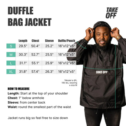 TAKE OFF Luggage - 3 in 1 Duffle Bag, Large Pocket Jacket or Pouch, Lightweight Oversized Windbreaker, Convertible Waterproof Garment, Personal Item & Carry On Accessories for Travel Essentials, Red