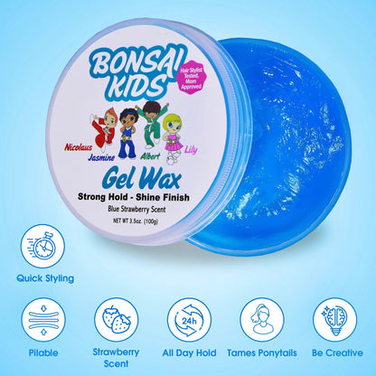 Kids & Toddlers Gel Wax ~ Strong all-day hold, for Boys - Great for Ponytails, Buns, or Taming Flyaways