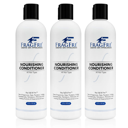 FRAGFRE Fragrance Free Conditioner 12 oz (3-Pack Gift Set) - Parabens Free Hypoallergenic - Hair Conditioner for Sensitive Skin - Deep Conditioning for Normal Treated and Fragile Hairs - Vegan GF/CF
