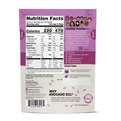 A Dozen Cousins Seasoned Beans, Vegan and Non-GMO Meals Ready to Eat Made with Avocado Oil (Creole Red Beans, 8 Pack)