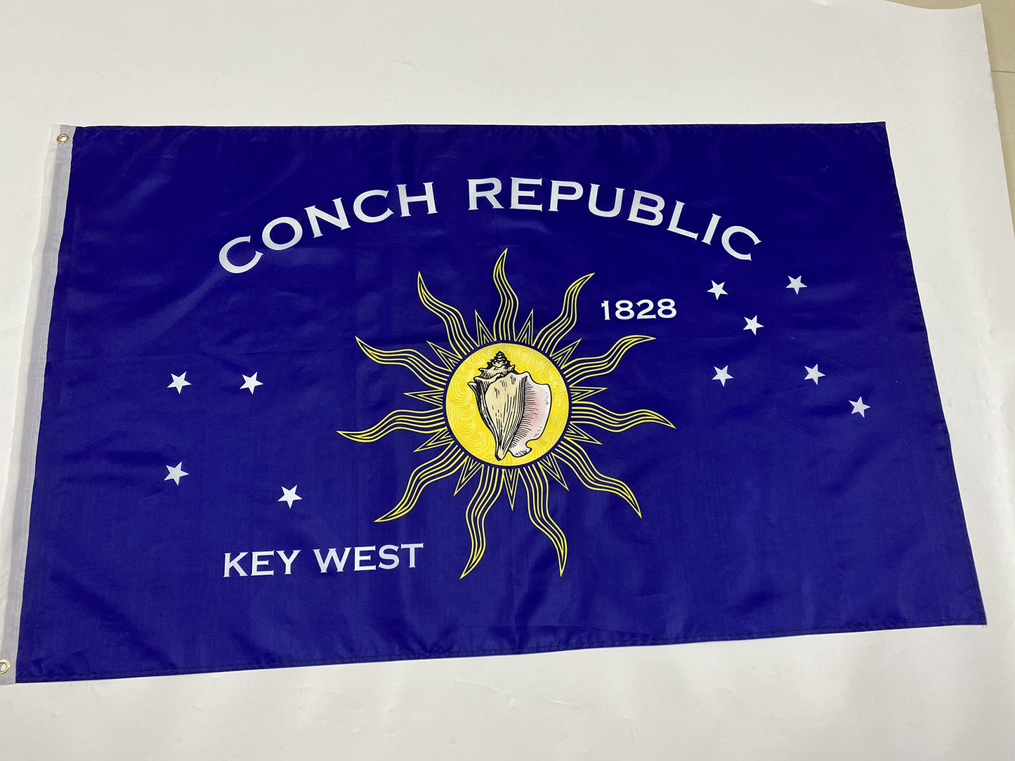 Conch Republic 3' x 5' Independence Celebration Flags from Key West, Florida and the Florida Keys. Premium Silk Screen Printed Single-Sided Heavy-Duty 100D weight 100% Polyester