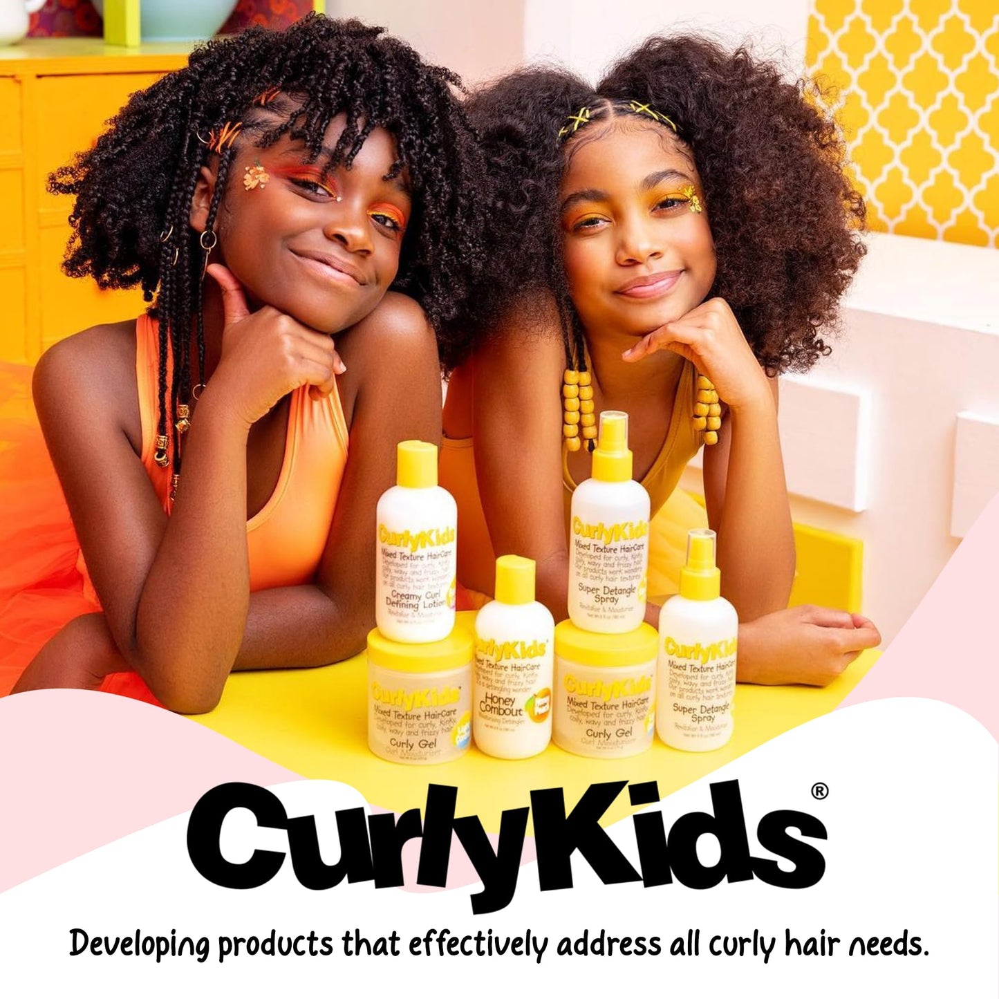 CurlyKids Super Detangle Spray Bundle with Hair Detangler Spray, Kids Shampoo, Conditioner, Gel & Creme for Curly, Frizzy, & Wavy Hair | Sulfate & Paraben-Free Formula to Detangle