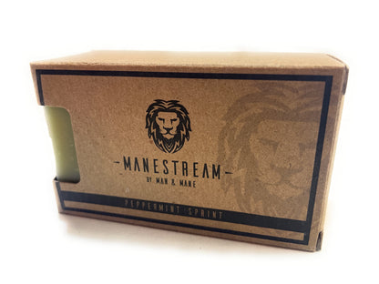 MAN & MANE Manestream Long Lasting, Mild Scented Peppermint Tea Tree 2-in-1 Skin and Shampoo Bar CocoaButter, AloeVera, Jojoba, Bran and Essential Oils, Natural Handmade