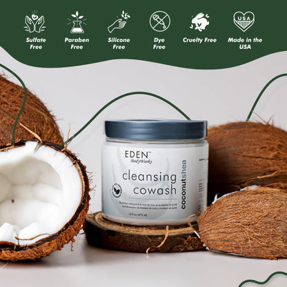 EDEN BodyWorks Coconut Shea Cleansing Cowash | 16 oz | Remove Build Up, Cleanse, Control Frizz & Soften Hair - Packaging May Vary