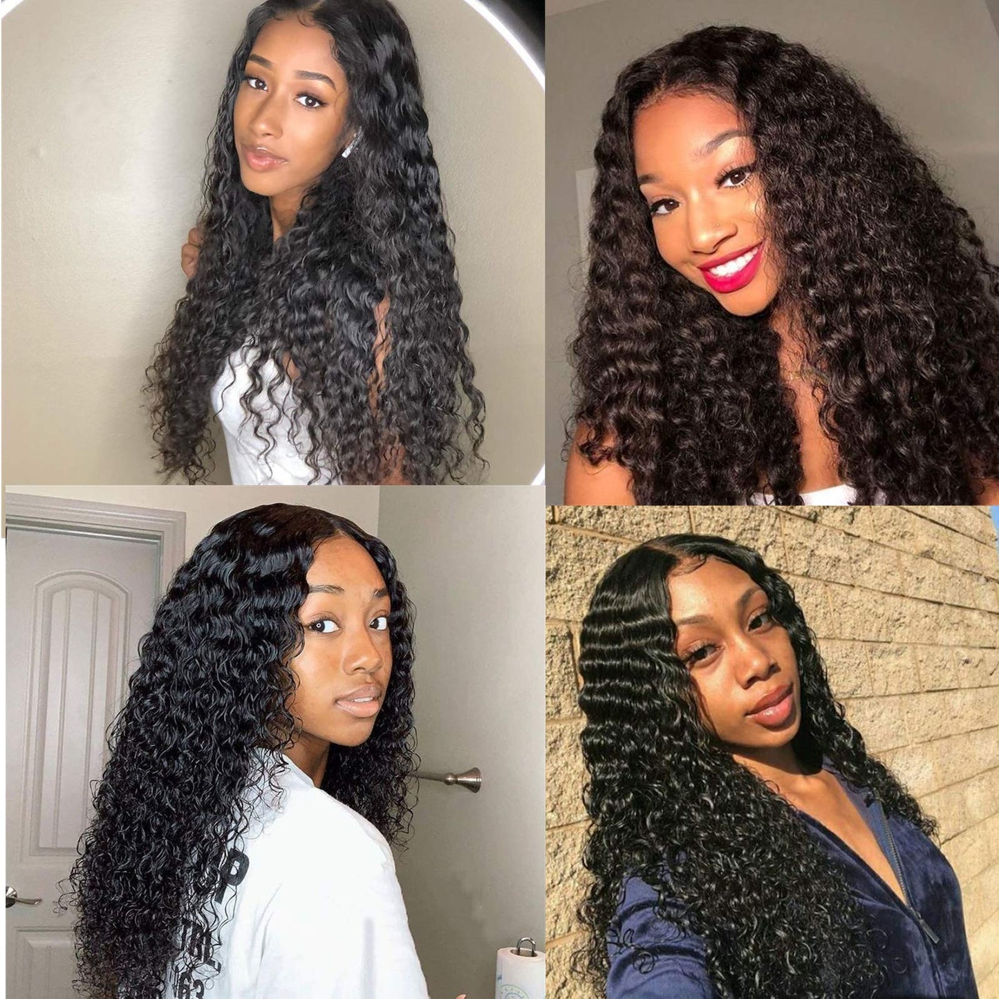 BLY Human Hair Lace Front Wig Deep Wave 4x4 Lace Closure HD Transparent Wigs for Women 180% Density Brazilian Virgin Hair Pre Plucked with Baby Hair Natural Black Color 20 Inch