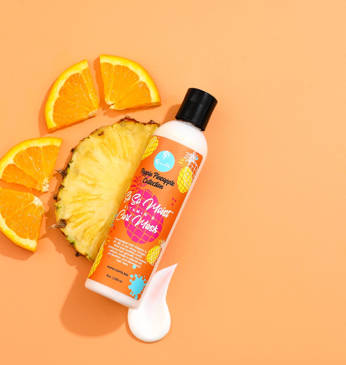 CURLS Poppin Pineapple So So Moist Vitamin C Curl Mask - For All Curl Types - Thickens Hair, Prevents Breakage, and Reduces Hair Loss - Conditions and Moisturizes - 8 Ounces