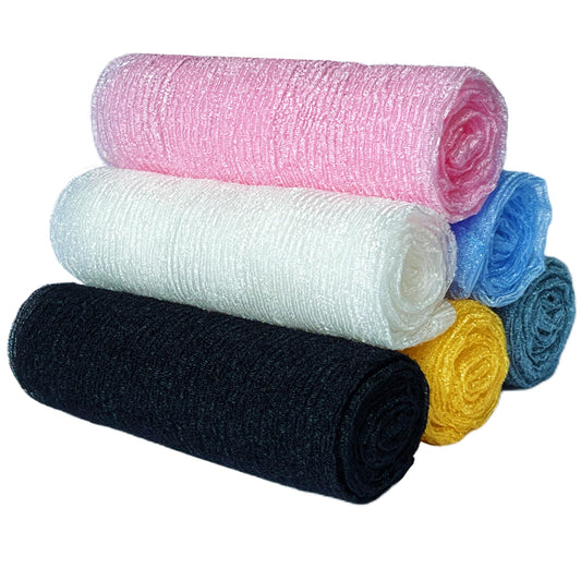 Exfoliating Washcloth, 6 Pieces Japanese Washcloth Exfoliating, Exfoliating Towel Sponge Loofah Exfoliating Body for Body Exfoliation Body Scrubber for Shower Cloth（GY, BLK, WH, YLW, PNK, BLU)