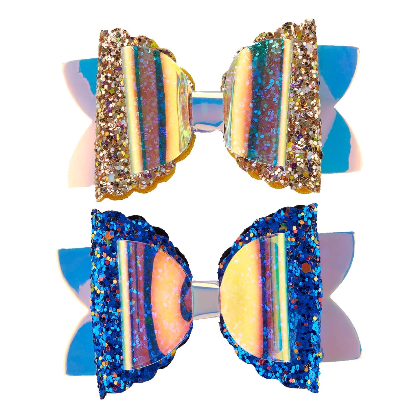 Lily Frilly Glitzy Mermaid Clips - Blue/Gold