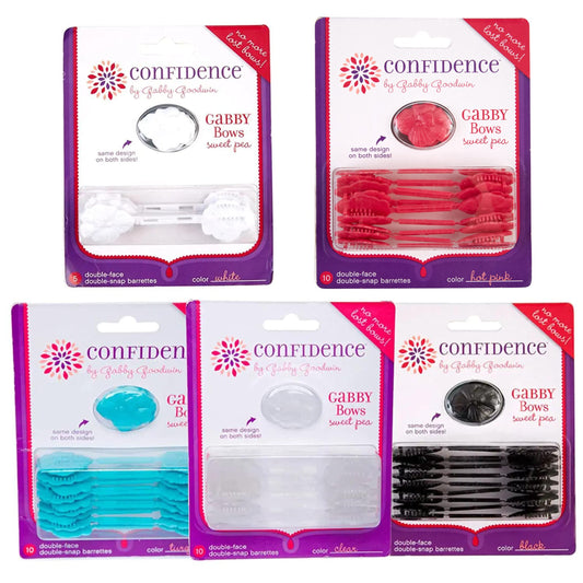 Confidence - GaBBY Bow Sweet Pea Design - Patented Non-Slip Barrettes – 50 Pack – 5 Flower Colors