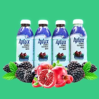 Hylux Pomegranate & Raspberry Bottle Water Case of 12 - - Electrolyte Drinks with Crisp, Refreshing Taste - Fast Hydration Drink - Lightly Sweetened Antioxidant Drink with Fewer Calories Per Bottle